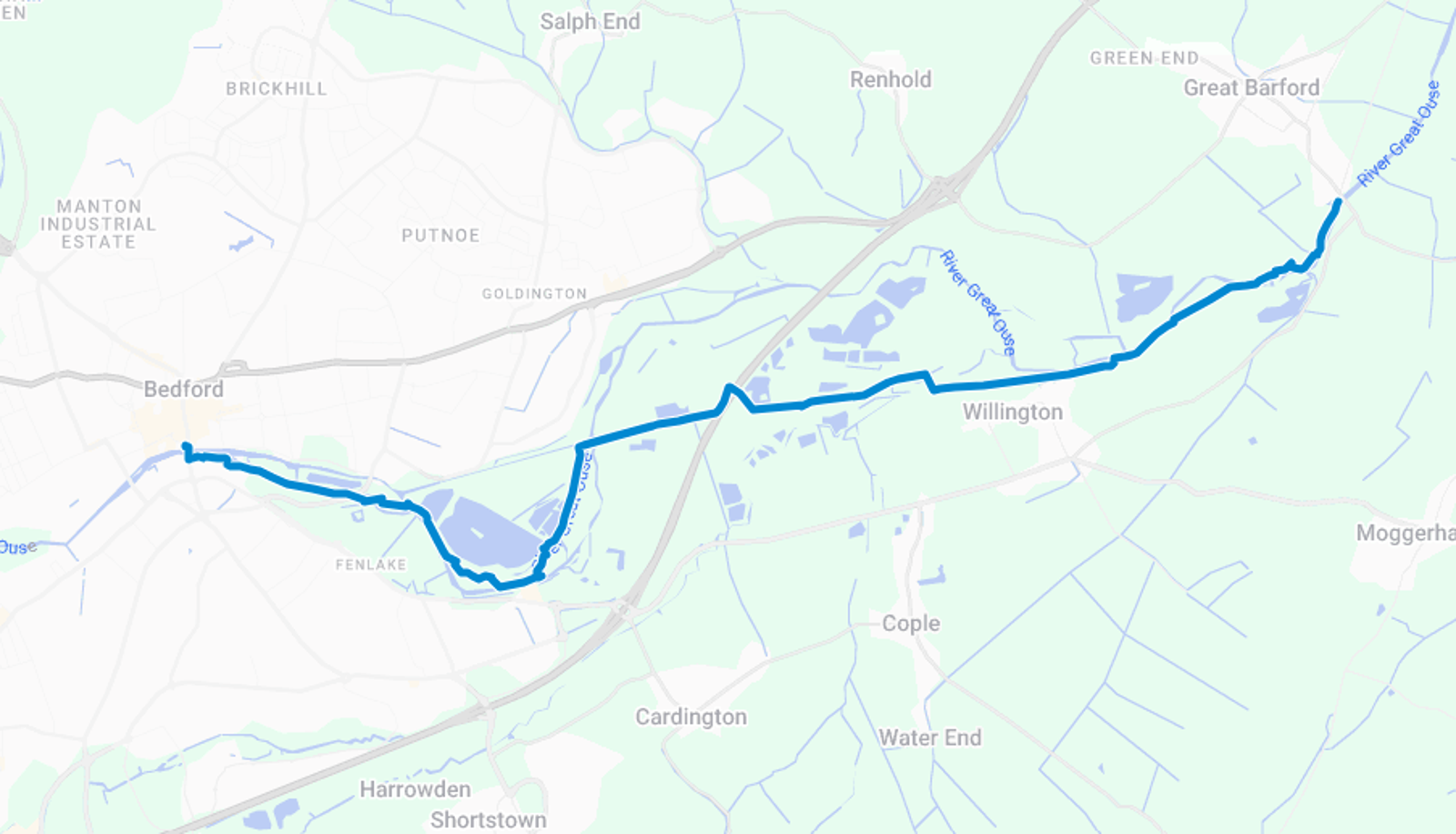 Pavenham to Bedford