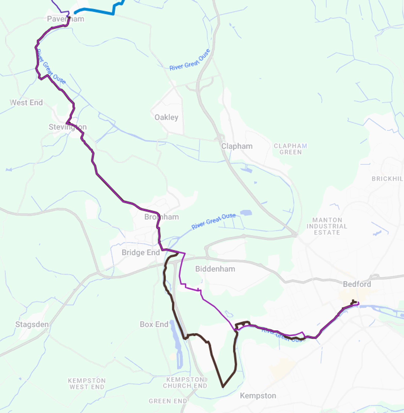 Pavenham to Bedford